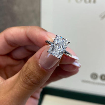 4 CT Radiant Solitaire Lab Grown Diamond Engagement Ring