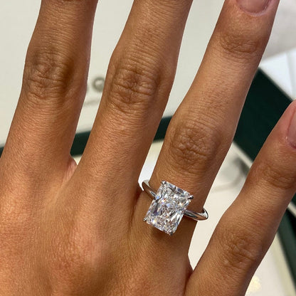 4 CT Radiant Solitaire Lab Grown Diamond Engagement Ring
