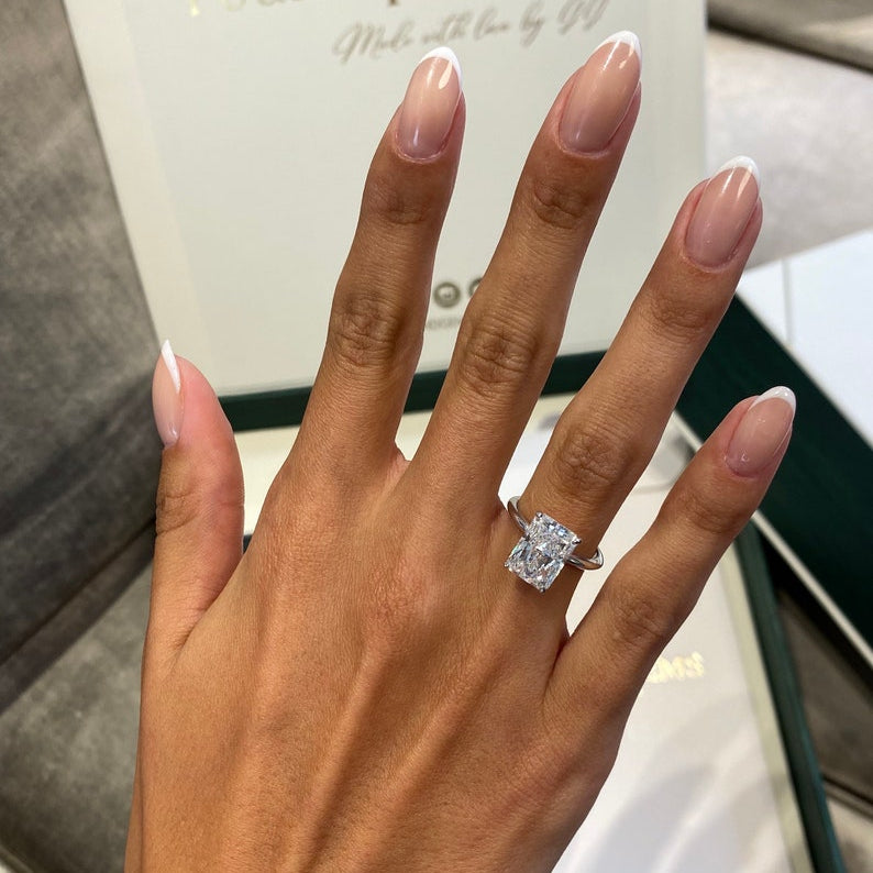 4 CT Radiant Solitaire Lab Grown Diamond Engagement Ring