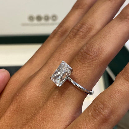 4 CT Radiant Solitaire Lab Grown Diamond Engagement Ring