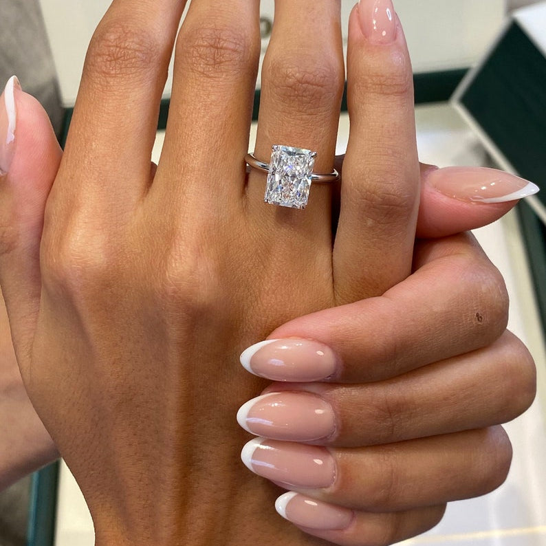 4 CT Radiant Solitaire Lab Grown Diamond Engagement Ring