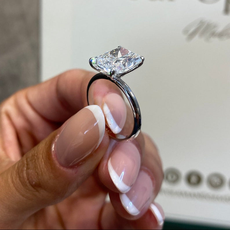 4 CT Radiant Solitaire Lab Grown Diamond Engagement Ring