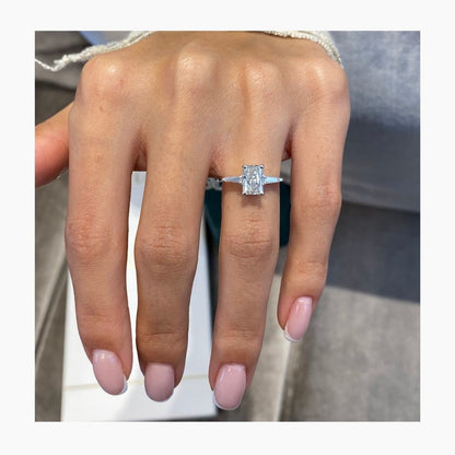 1 CT Radiant Three Stone Lab Grown Diamond Engagement Ring