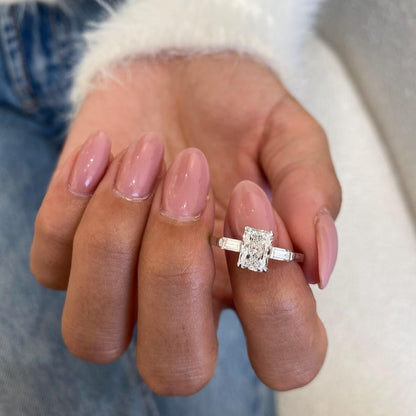 1 CT Radiant Three Stone Lab Grown Diamond Engagement Ring