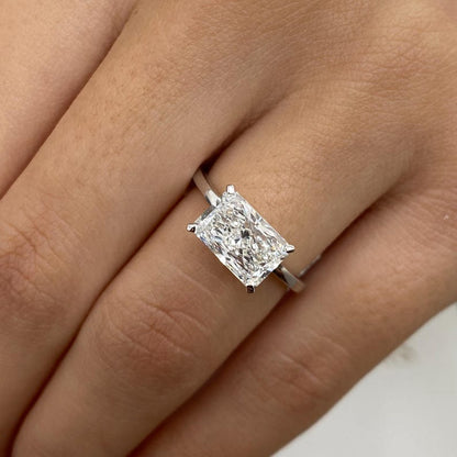 2 CT Radiant Hidden Halo Lab Grown Diamond Engagement Ring