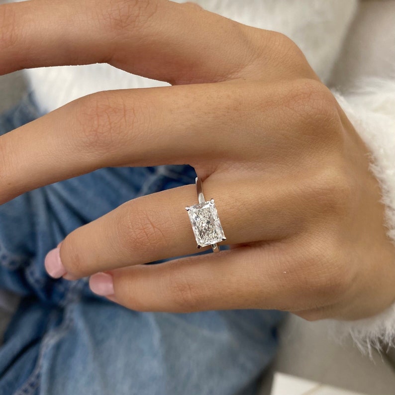 2 CT Radiant Hidden Halo Lab Grown Diamond Engagement Ring