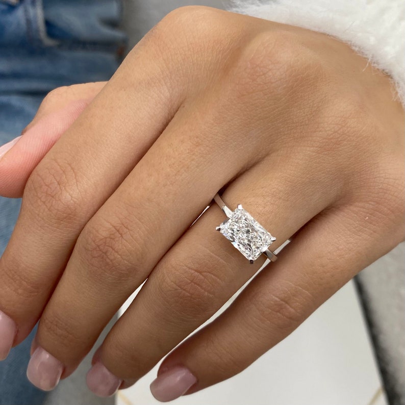 2 CT Radiant Hidden Halo Lab Grown Diamond Engagement Ring