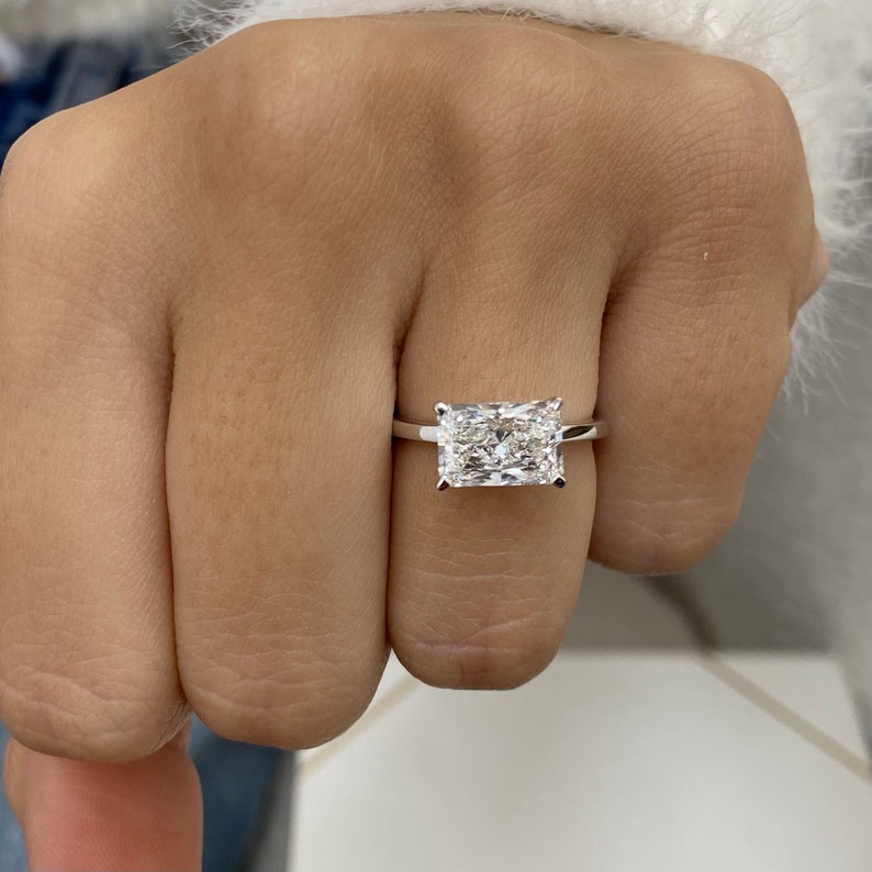 2 CT Radiant Hidden Halo Lab Grown Diamond Engagement Ring