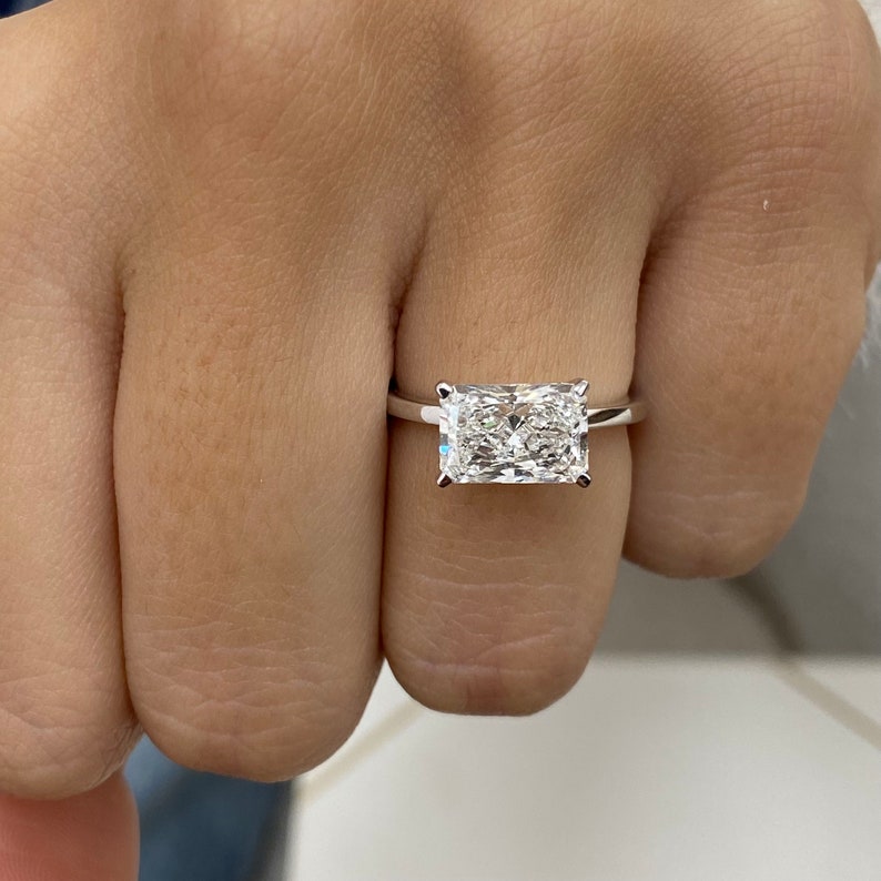 2 CT Radiant Hidden Halo Lab Grown Diamond Engagement Ring