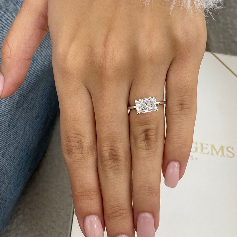 2 CT Radiant Hidden Halo Lab Grown Diamond Engagement Ring