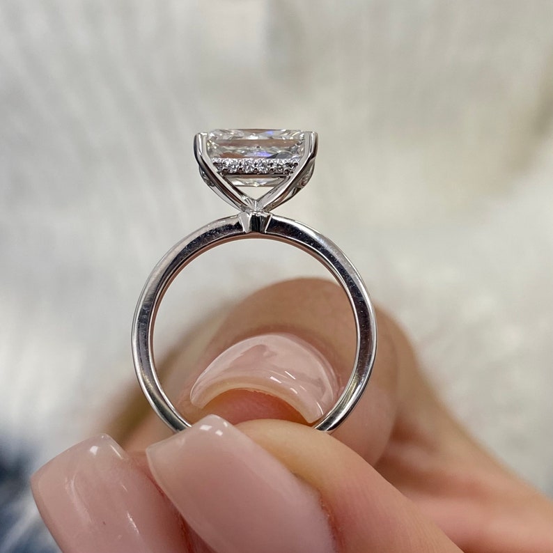 2 CT Radiant Hidden Halo Lab Grown Diamond Engagement Ring