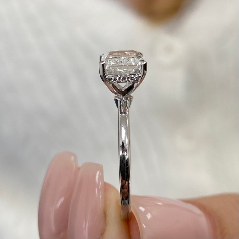 2 CT Radiant Hidden Halo Lab Grown Diamond Engagement Ring