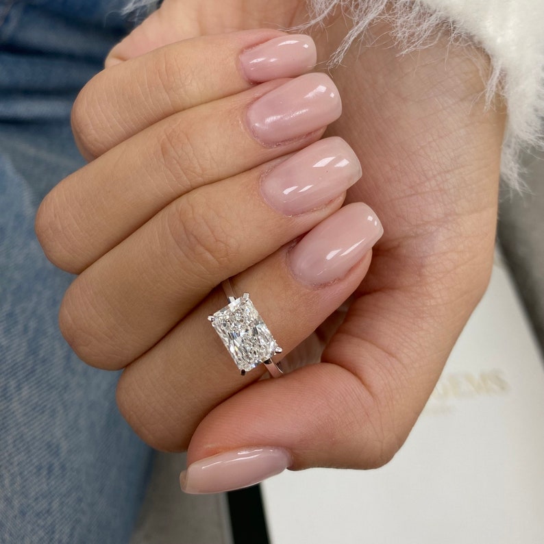 2 CT Radiant Hidden Halo Lab Grown Diamond Engagement Ring