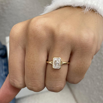 2 CT Radiant Bezel Lab Grown Diamond Engagement Ring