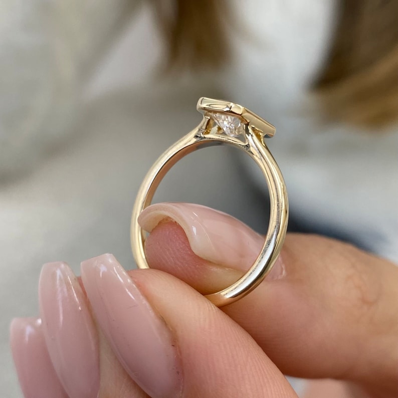 2 CT Radiant Bezel Lab Grown Diamond Engagement Ring