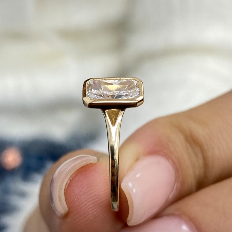 2 CT Radiant Bezel Lab Grown Diamond Engagement Ring