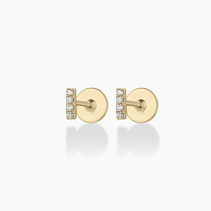 0.016 TCW Round Lab Grown Diamond Bar Stud Earrings