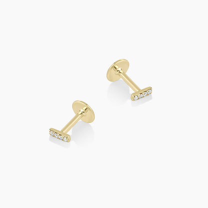 0.016 TCW Round Lab Grown Diamond Bar Stud Earrings