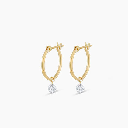 0.14 TCW Round Lab Grown Diamond Drop Huggies Earrings