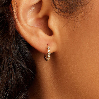 0.125 TCW Round Lab Grown Diamond Huggies Earrings