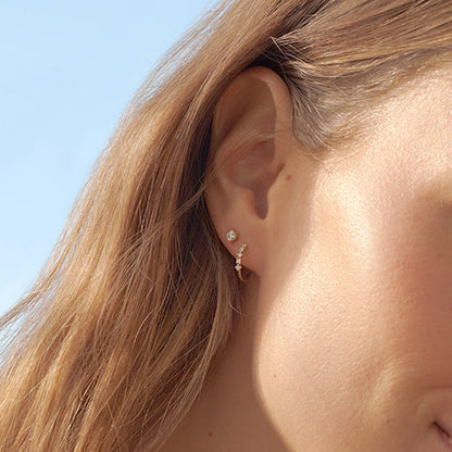 0.125 TCW Round Lab Grown Diamond Huggies Earrings