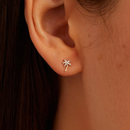0.082 TCW Round Lab Grown Diamond Palm Stud Earrings