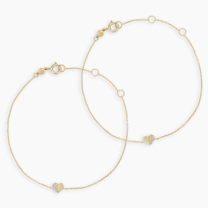0.036 TCW Round Lab Grown Diamond Heart Bracelet