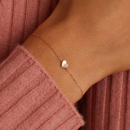 0.036 TCW Round Lab Grown Diamond Heart Bracelet
