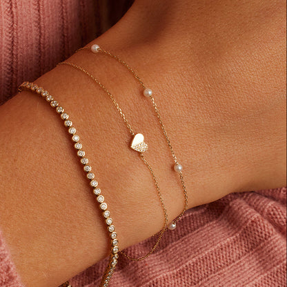 0.036 TCW Round Lab Grown Diamond Heart Bracelet