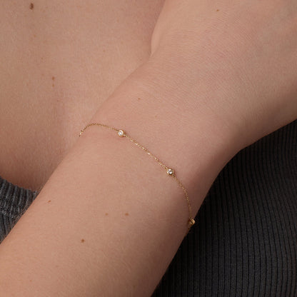 0.15 TCW Round Lab Grown Diamond Five Stone Bracelet