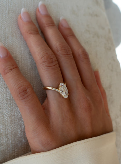 3.0 CT Moval Shaped Lab Grown Diamond Pave Style Engagement Ring