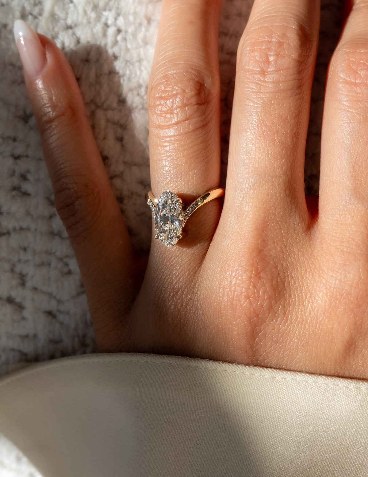 3.0 CT Moval Shaped Lab Grown Diamond Pave Style Engagement Ring