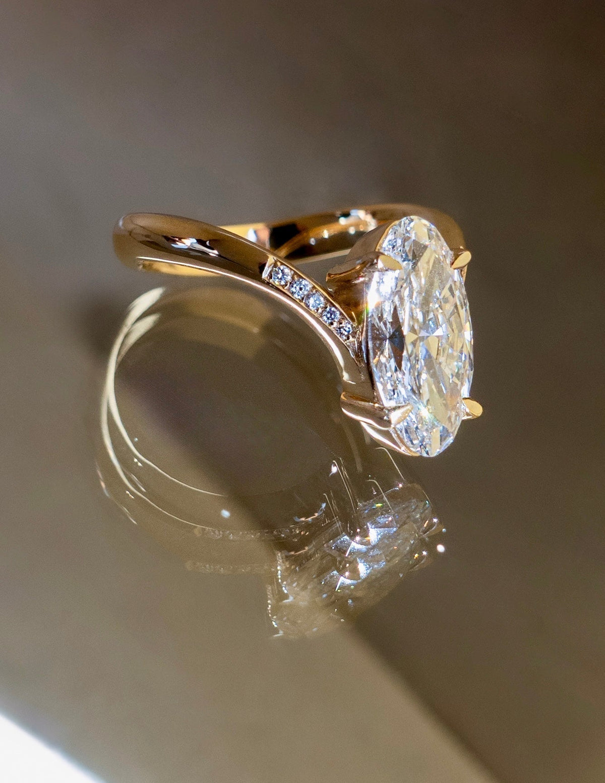 3.0 CT Moval Shaped Lab Grown Diamond Pave Style Engagement Ring