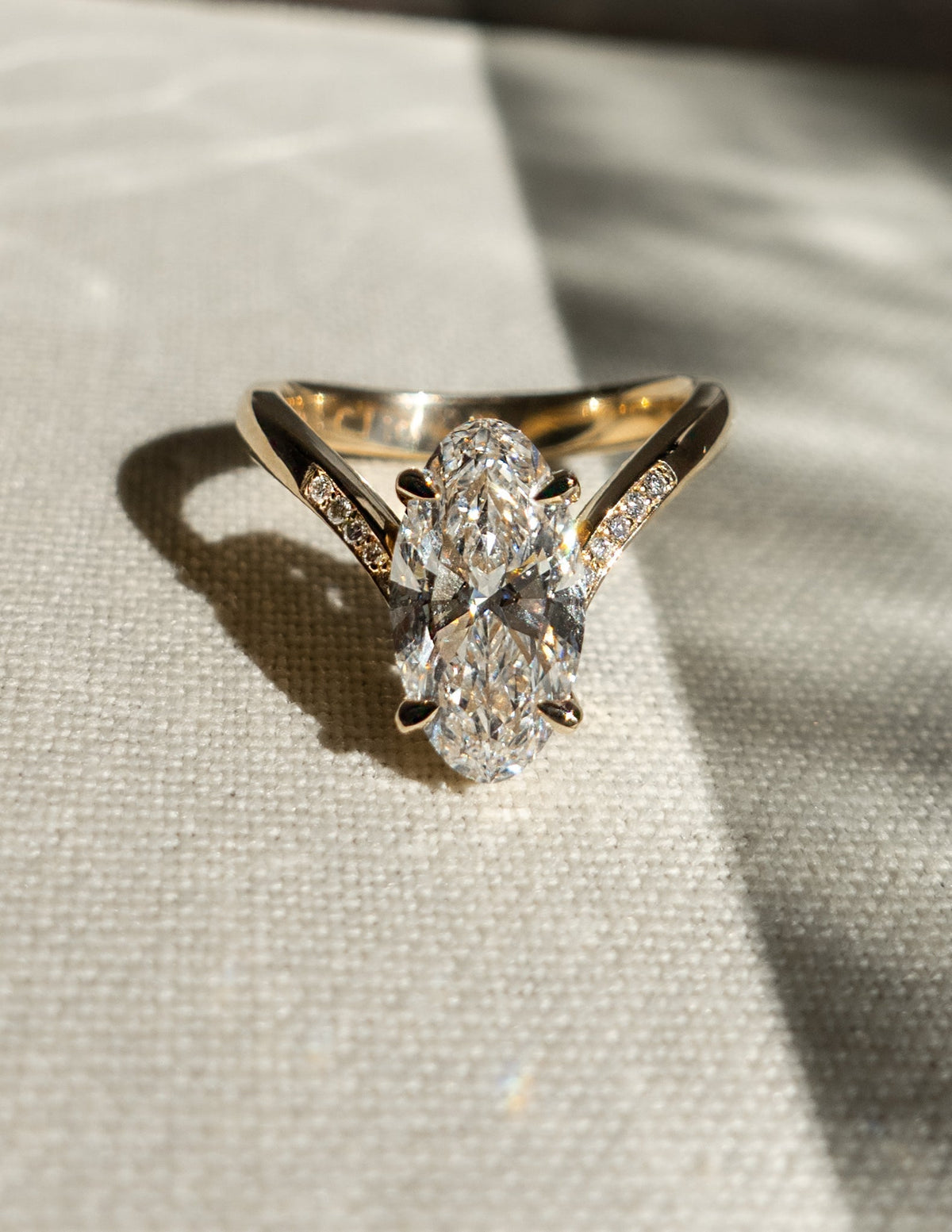 3.0 CT Moval Shaped Lab Grown Diamond Pave Style Engagement Ring