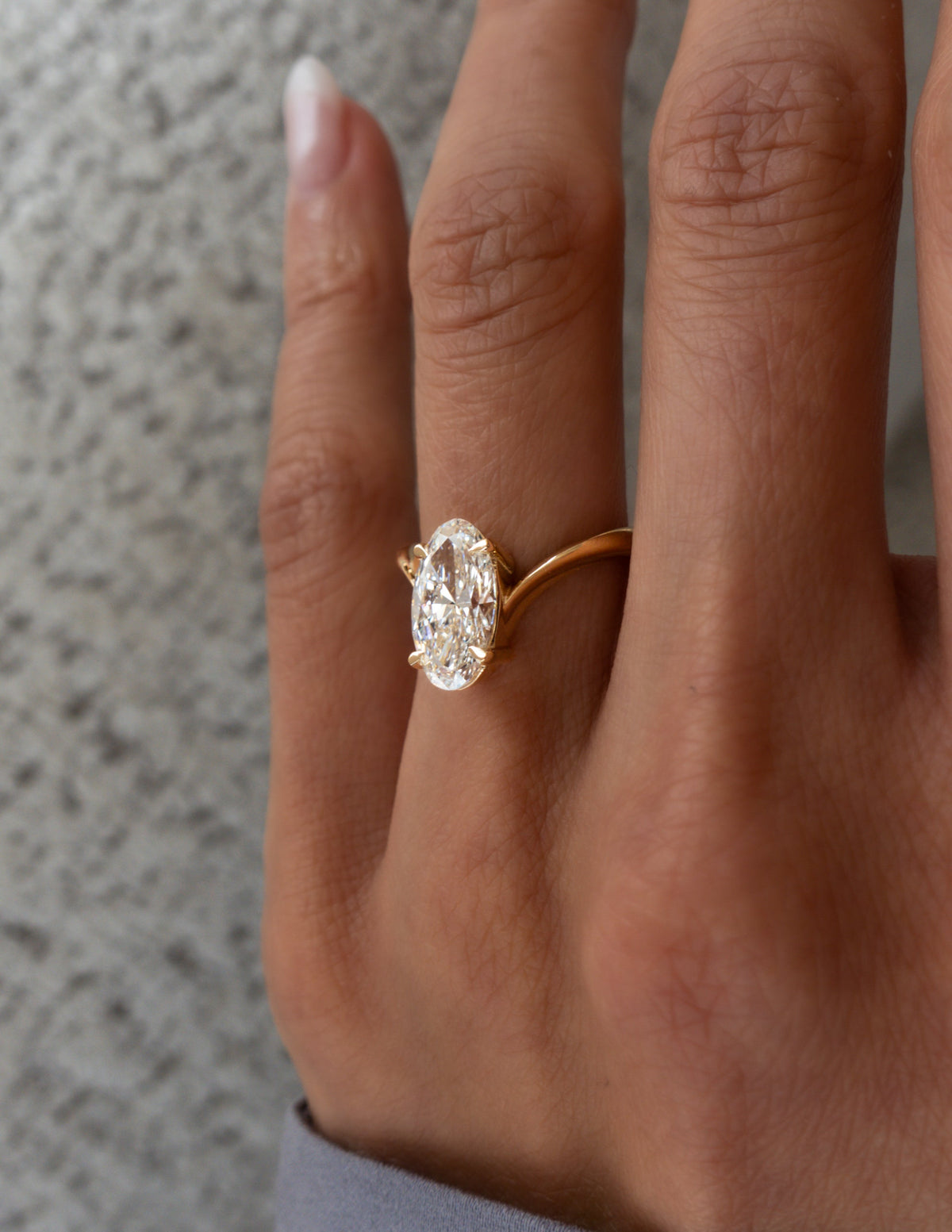 3.0 CT Moval Shaped Lab Grown Diamond Solitaire Style Engagement Ring