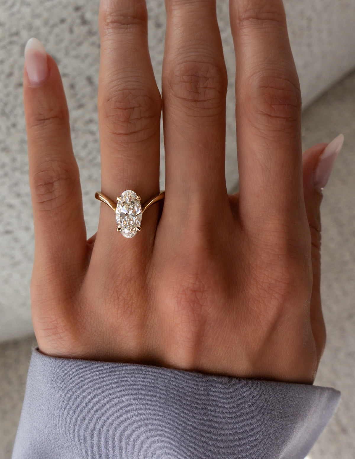 3.0 CT Moval Shaped Lab Grown Diamond Solitaire Style Engagement Ring
