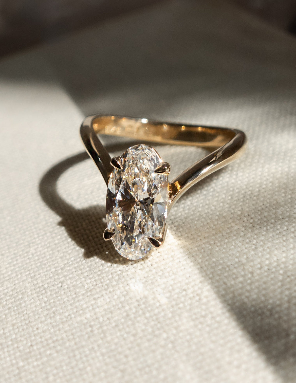 3.0 CT Moval Shaped Lab Grown Diamond Solitaire Style Engagement Ring