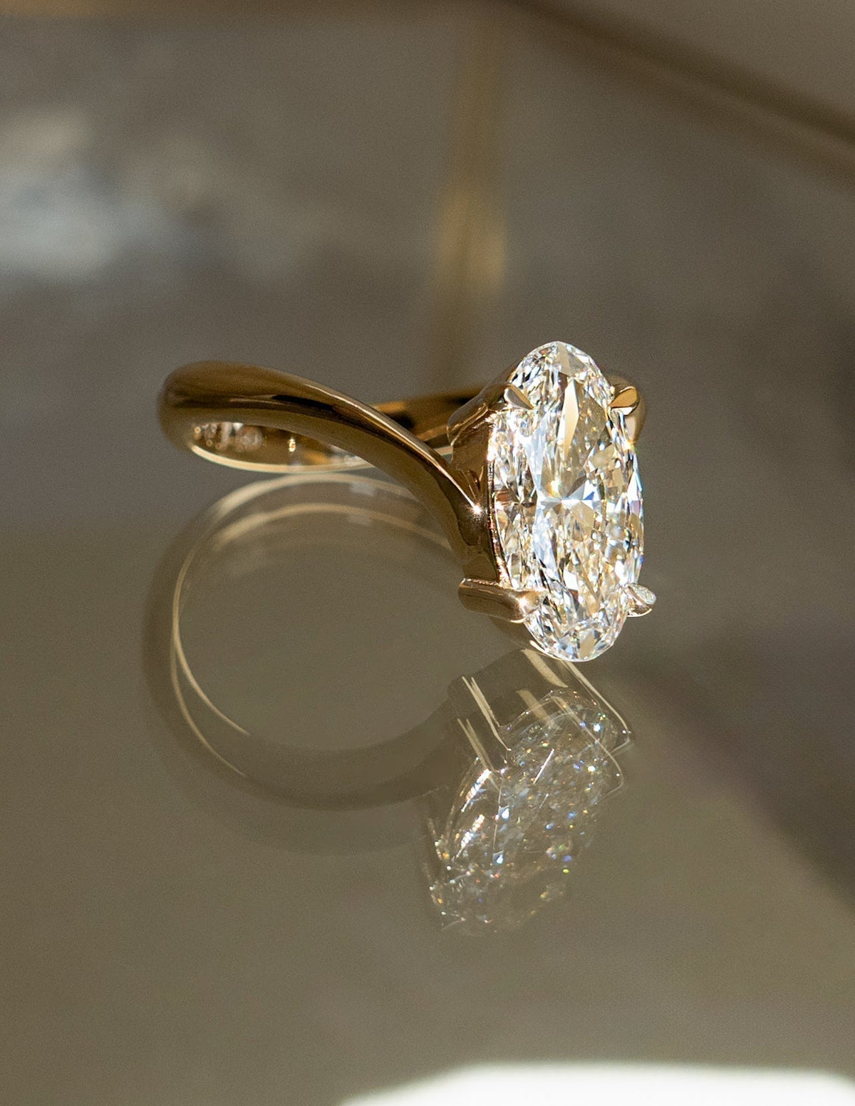 3.0 CT Moval Shaped Lab Grown Diamond Solitaire Style Engagement Ring