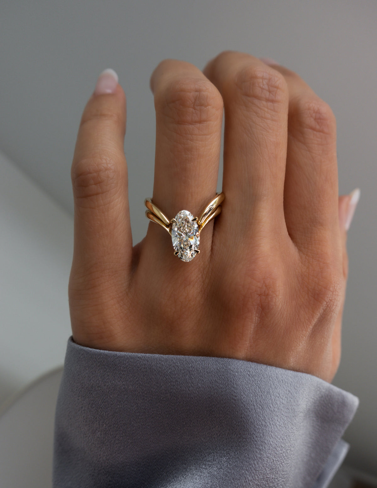 3.0 CT Moval Shaped Lab Grown Diamond Solitaire Style Engagement Ring
