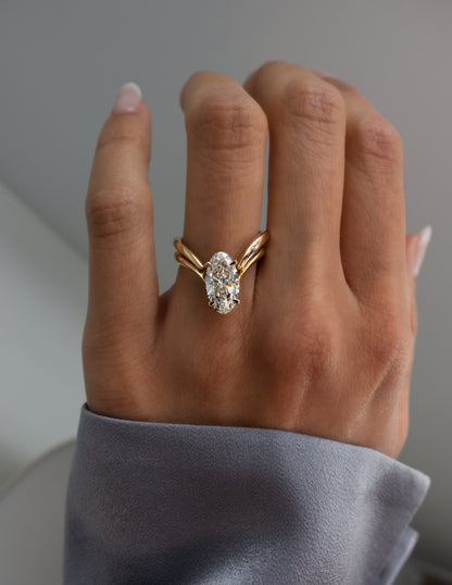 3.0 CT Moval Shaped Lab Grown Diamond Solitaire Style Engagement Ring
