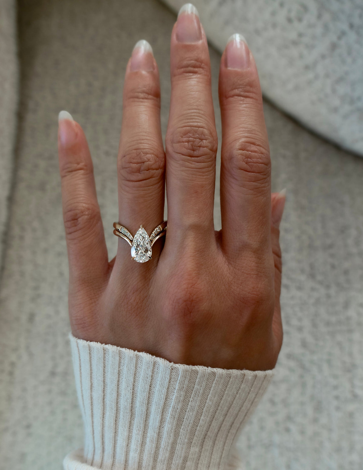 3.0 CT Pear Shaped Lab Grown Diamond Soliatire Style Engagement Ring