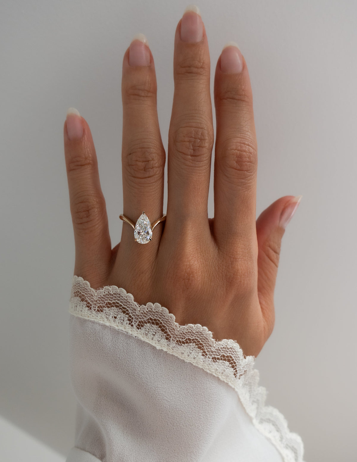 3.0 CT Pear Shaped Lab Grown Diamond Soliatire Style Engagement Ring