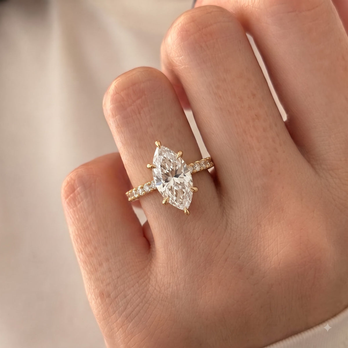 Selena Gomez – Inspired  Marquise Cut Pave Lab Grown Diamond Engagement Ring