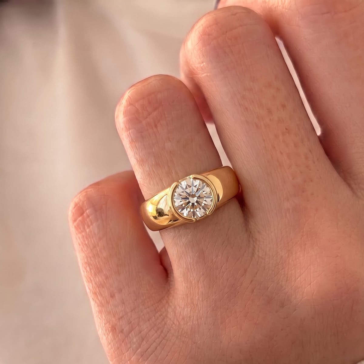 Dua Lipa – Inspired Round Cut Solitaire Lab Grown Diamond Engagement Ring