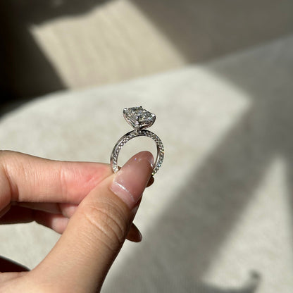 3.03 CT Emerald Pave Lab Grown Diamond Engagement Ring