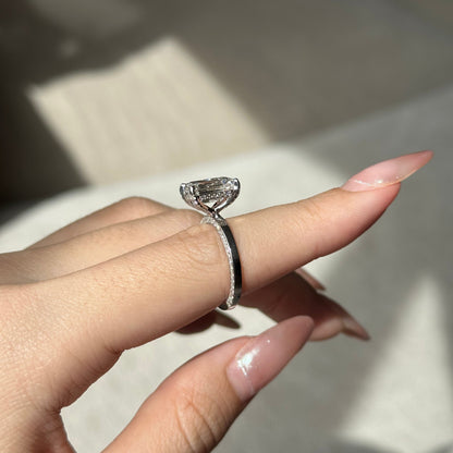 3.03 CT Emerald Pave Lab Grown Diamond Engagement Ring
