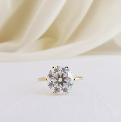 3 CT Round Hidden Halo Lab Grown Diamond Engagement Ring