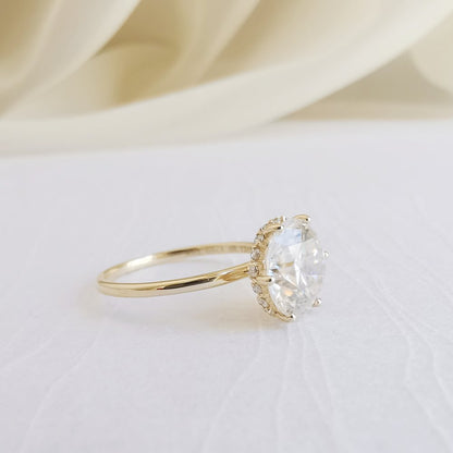 3 CT Round Hidden Halo Lab Grown Diamond Engagement Ring