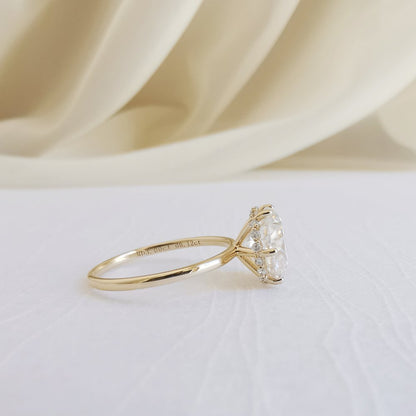 3 CT Round Hidden Halo Lab Grown Diamond Engagement Ring