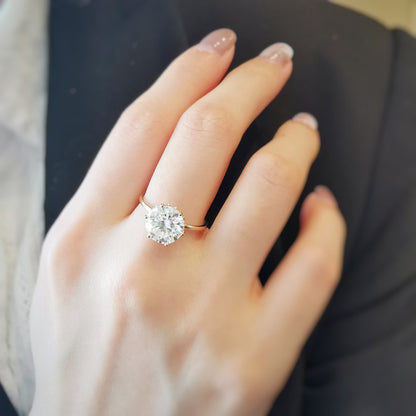 3 CT Round Hidden Halo Lab Grown Diamond Engagement Ring